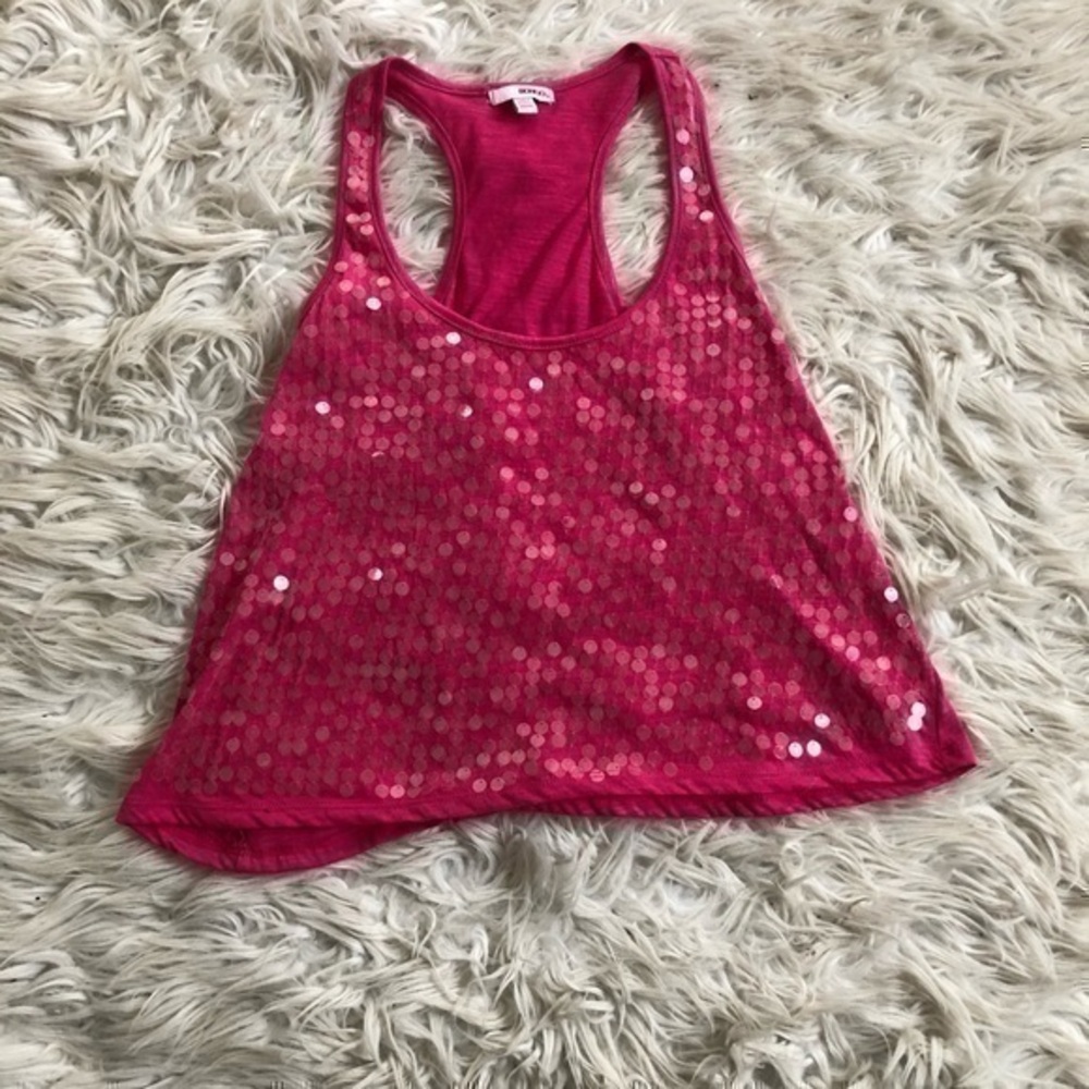 Bingo Hot Pink Tank Top with Sheer Discs